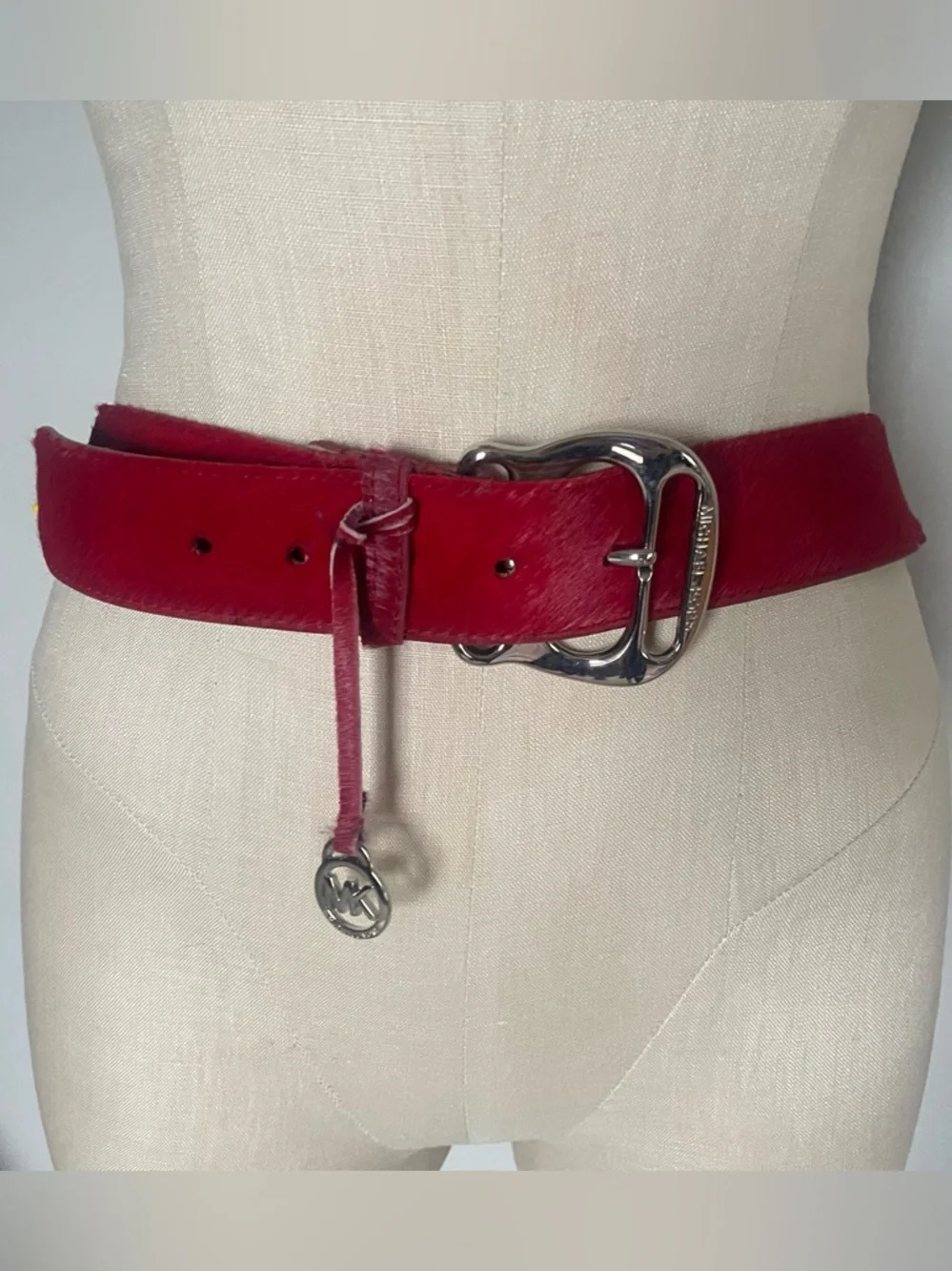Michael Kors red calf hair belt size XL